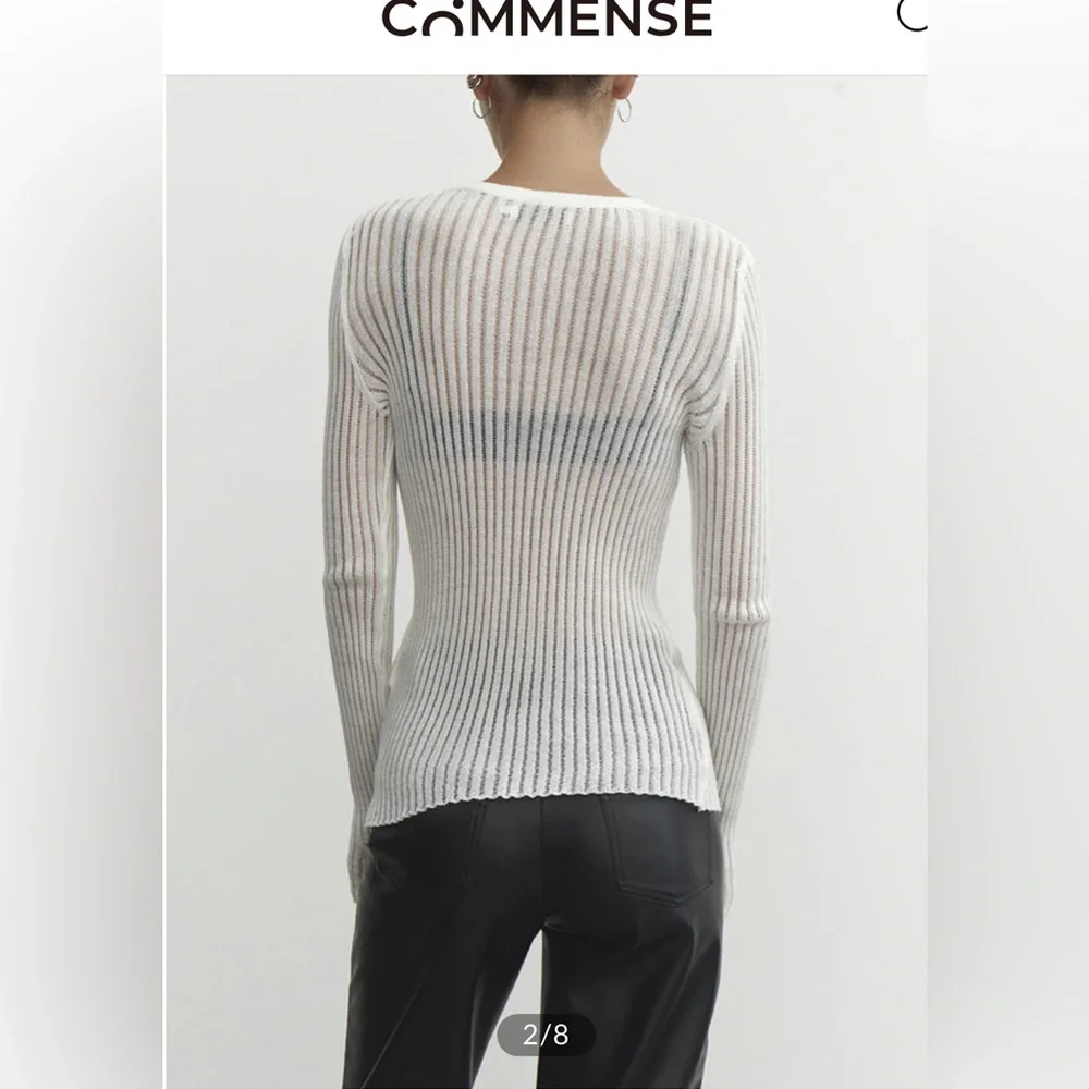 NWT Commense See Through Ribbed Knit Mesh Top - Picture 5 of 16